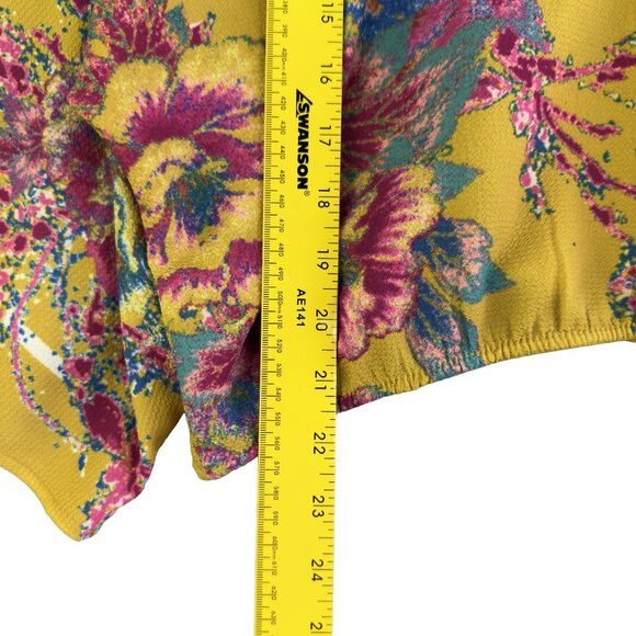 Flying Tomato Mustard Floral Kimono Crop Wrap Top L – Boho, 3/4 Dolman Sleeves - Picture 6 of 9